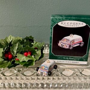 90s Hallmark Keepsake On the Road #6 Mail Car Miniature Tin Ornament | 1998
